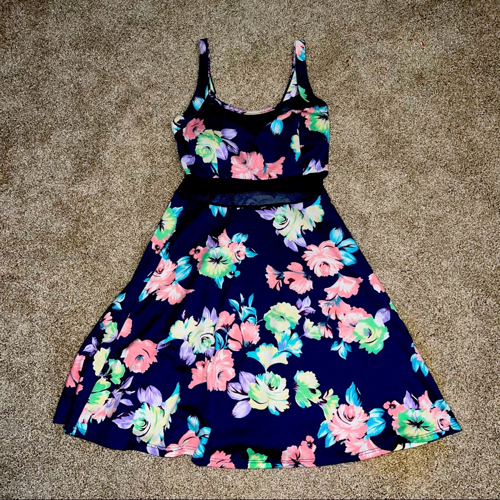 Navy blue floral dress